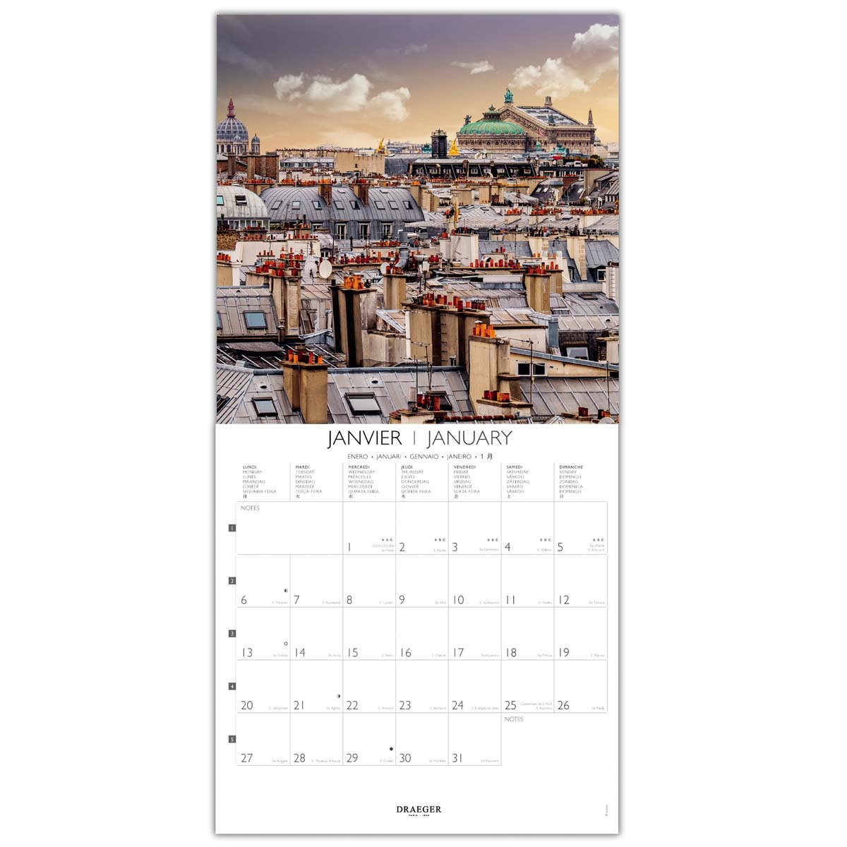 Grand Calendrier Mural 29x29 cm 2025