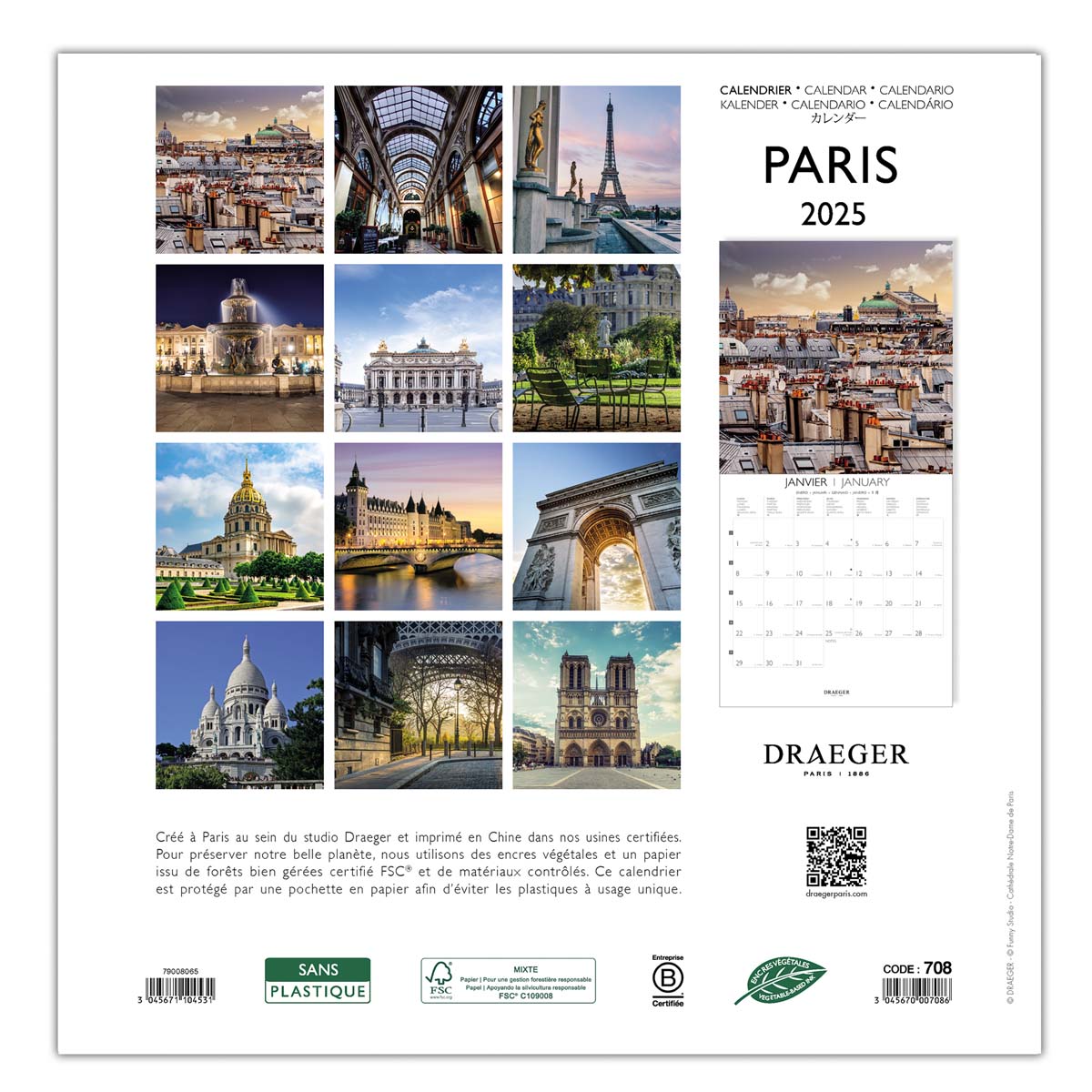 Grand Calendrier Mural 29x29 cm 2025