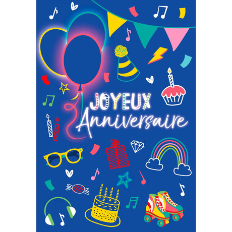 Carte Musicale d'Anniversaire Rétro Joyeux Anniversaire