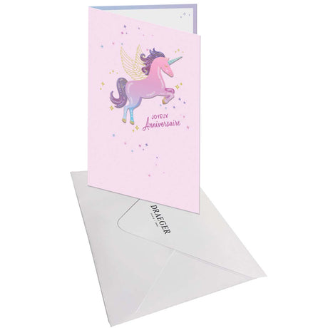 Carte SIGNATURE Anniversaire Licorne effet 3D - 11,5 x 17cm