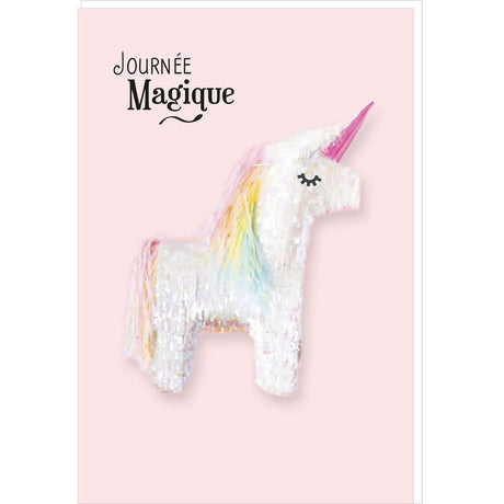 Carte SIGNATURE Licorne Papier Crépon - 11,5 x 17cm