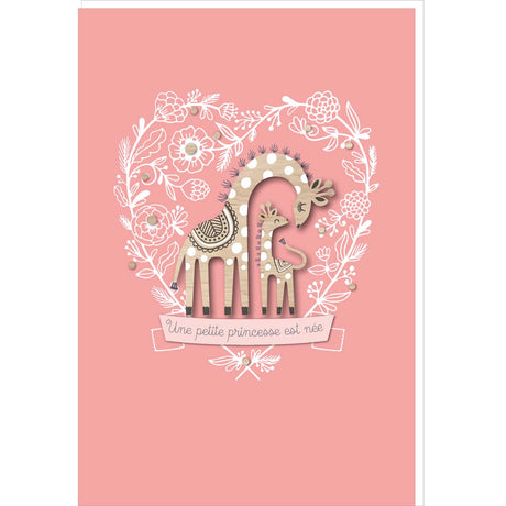 Carte SIGNATURE Girafe Rose - 11,5 x 17cm