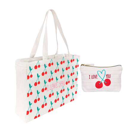 Kit Tote Bag & Pochette Family Pop - Cerise