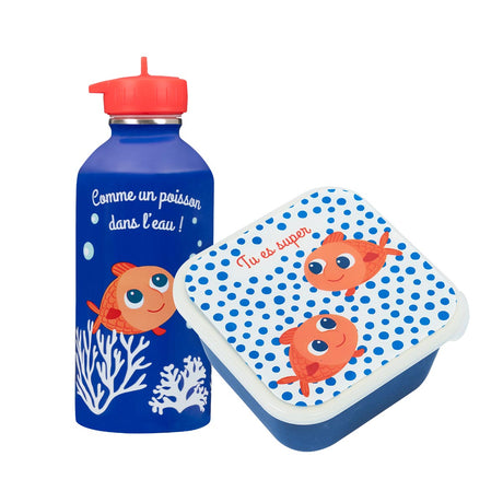 Kit Enfant Boîte à goûter & Gourde - Poisson