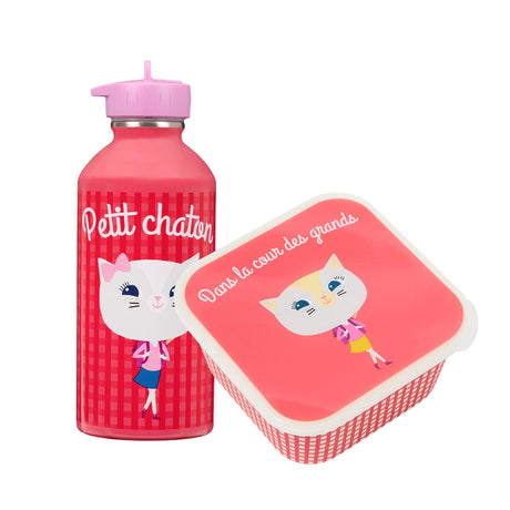 Kit Enfant Boîte à goûter & Gourde - Chaton