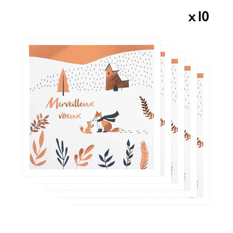 Lot de 10 Cartes de vœux Etincelle Renard