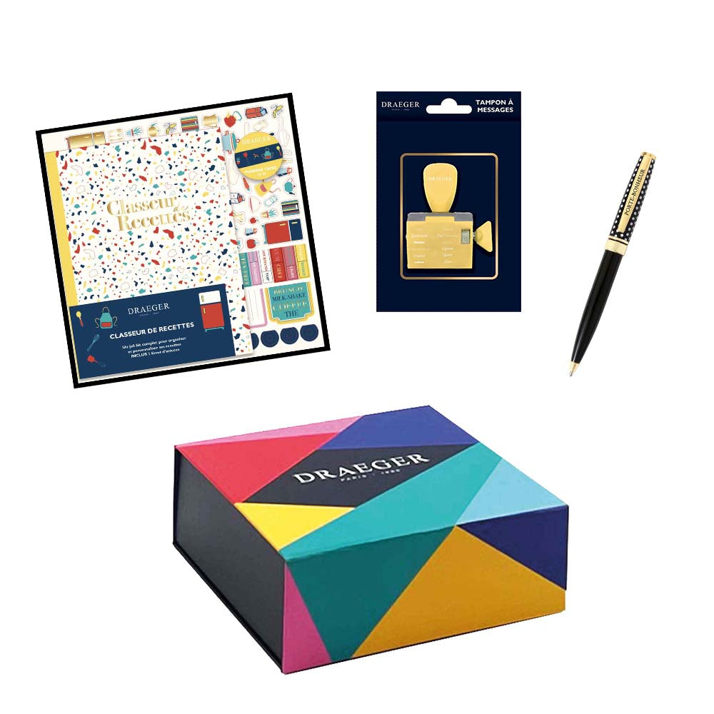 Kit Recettes Créatives : Classeur, Tampon Message et Stylo Porte-Bonheur pour des Moments Gourmands