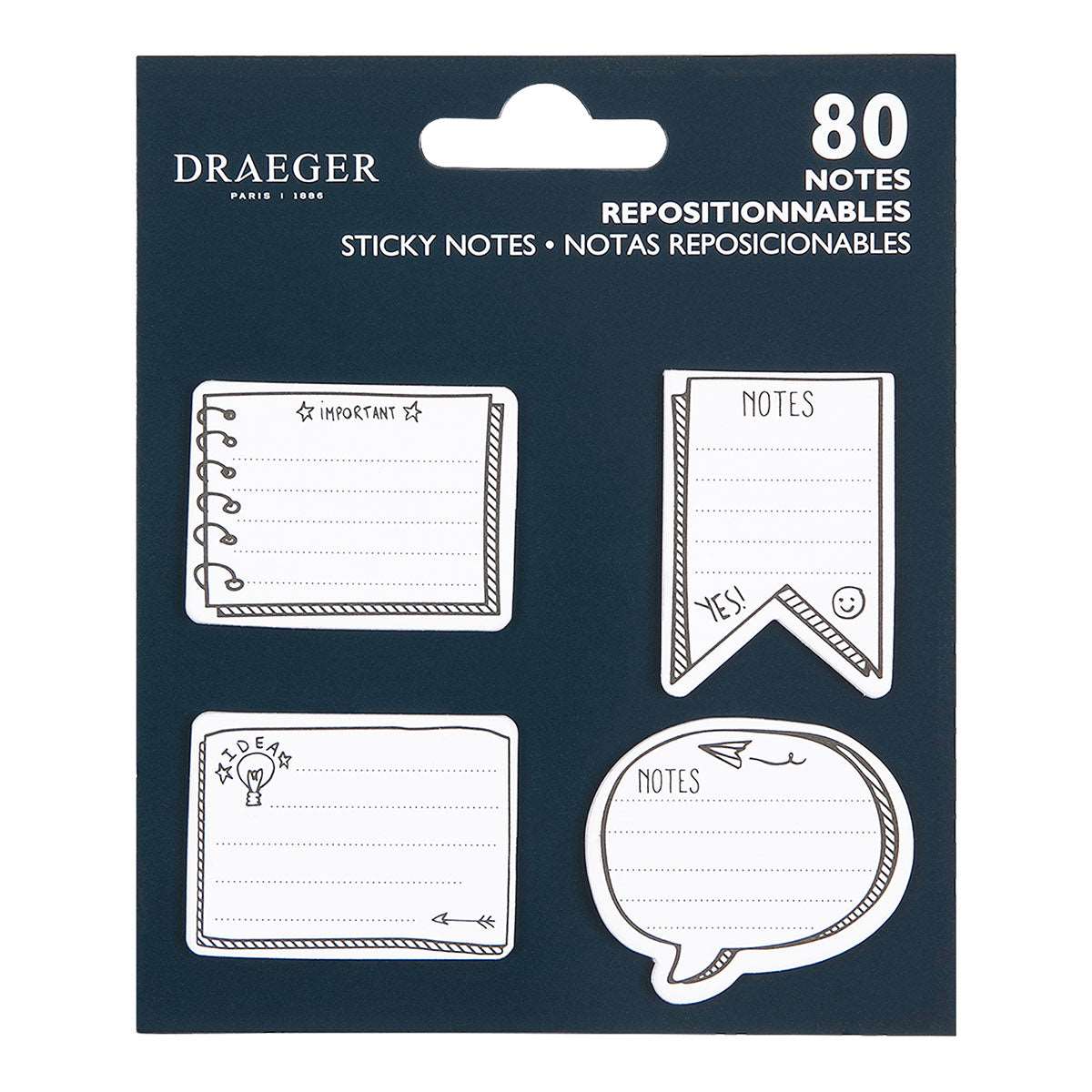 80 sticky notes noir et blanc