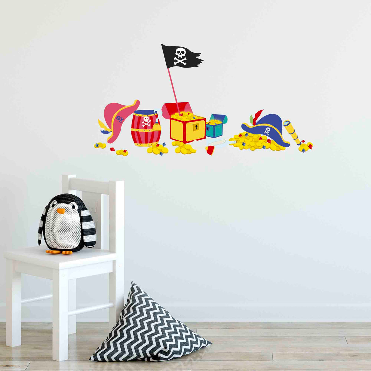 Lot de Sticker Mural Pirate Chapeau Et Trésor & L'ours Bleu