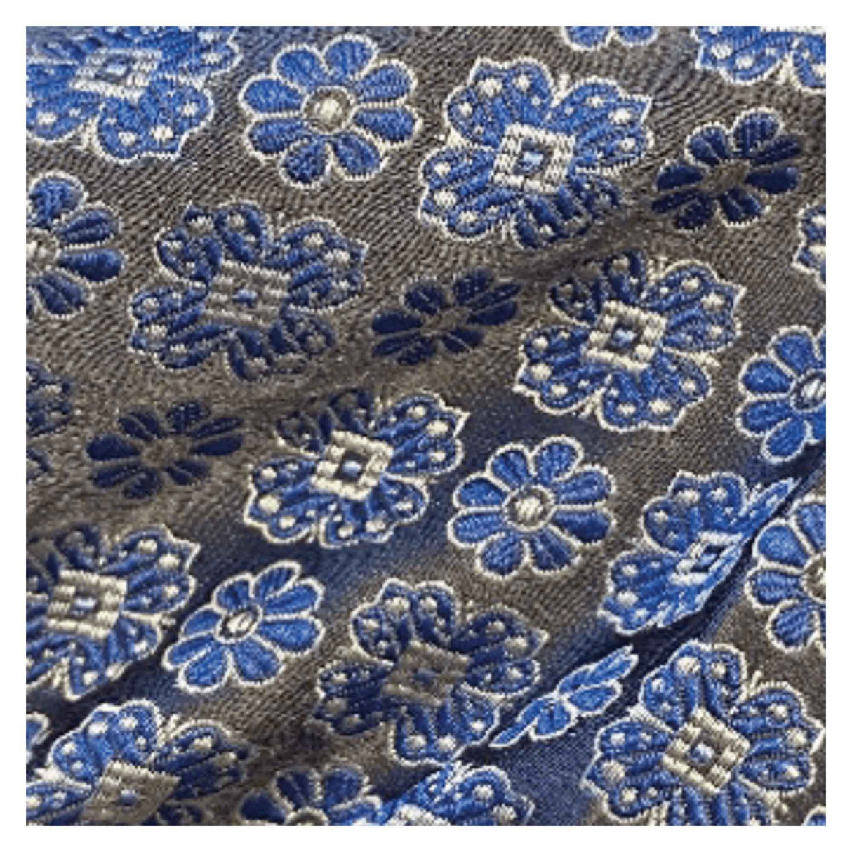 Cravate jacquard en 100% soie -  Imprimé Fleur - Bleu - 150 x 6 x 7 cm