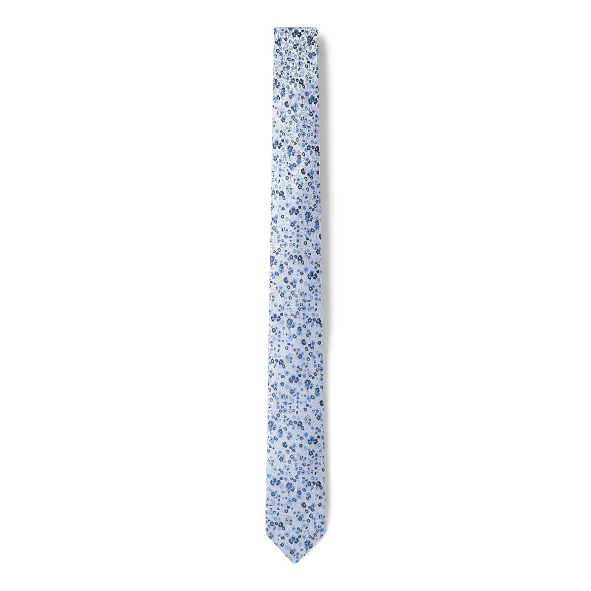 Cravate jacquard en 100% soie -  Imprimé Fleur - Bleu - 150 x 6 x 7 cm