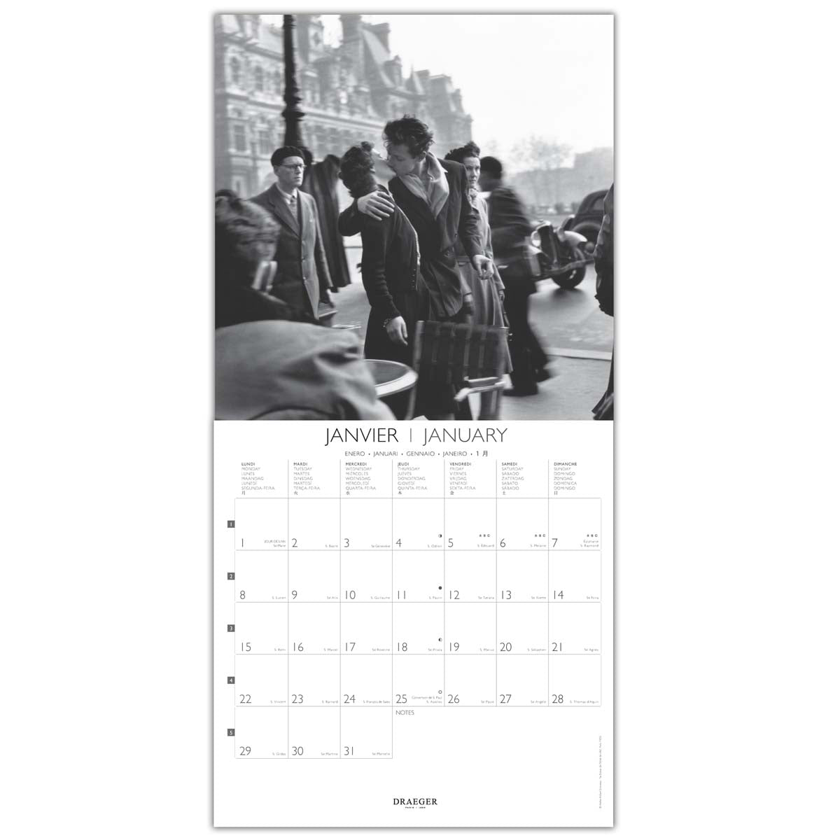 Large wall calendar 29x29 cm 2024 – Draeger Paris