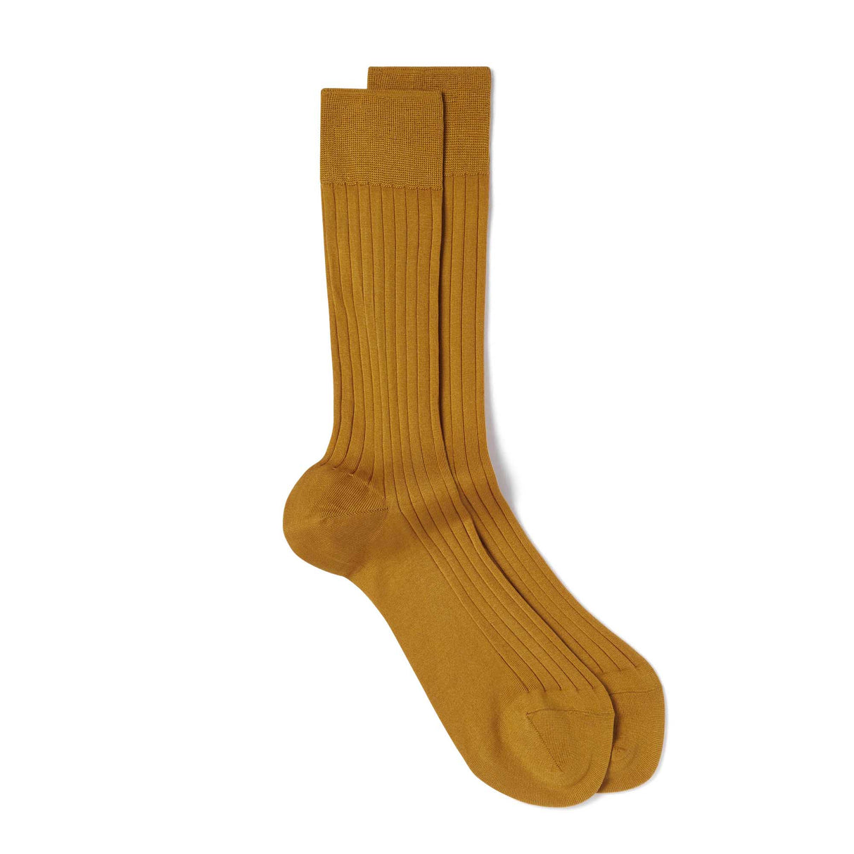 Chaussettes unies jaune moutarde