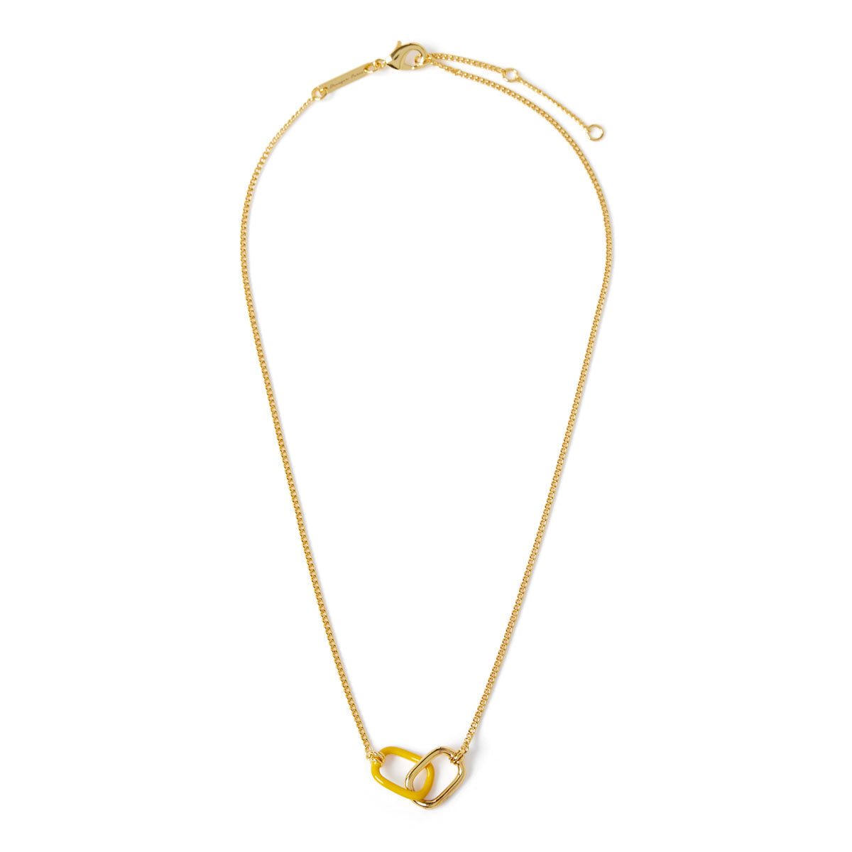 Collier femme formes entrelacées émail jaune