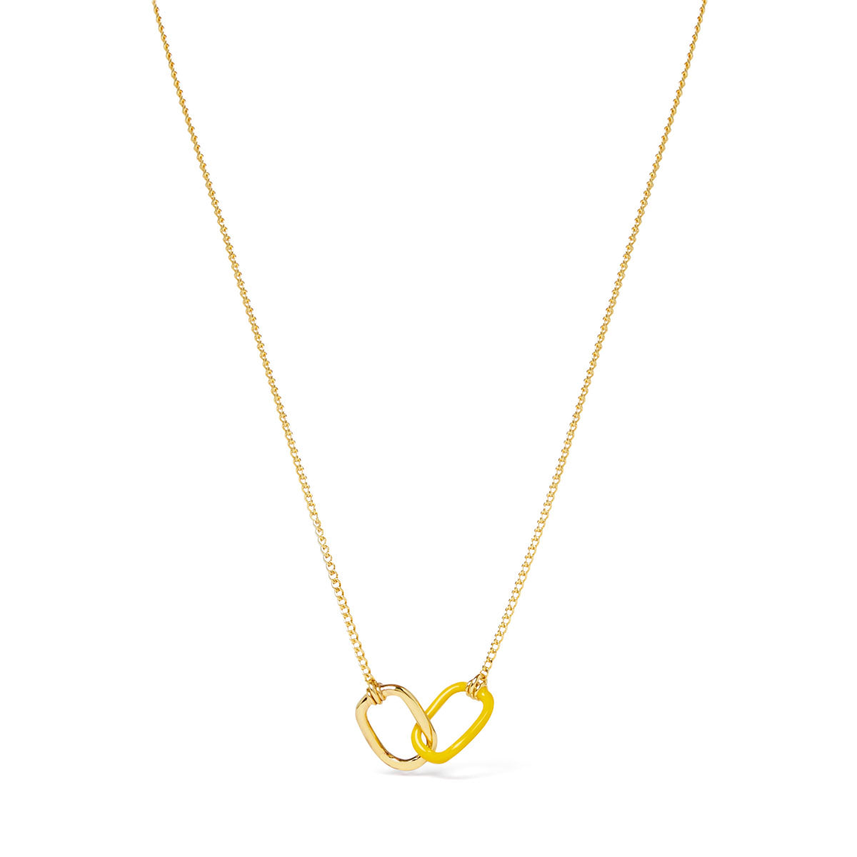 Collier formes entrelacées émail jaune bijou femme