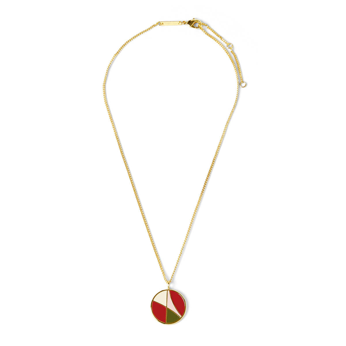 Collier rond émail rose et rouille