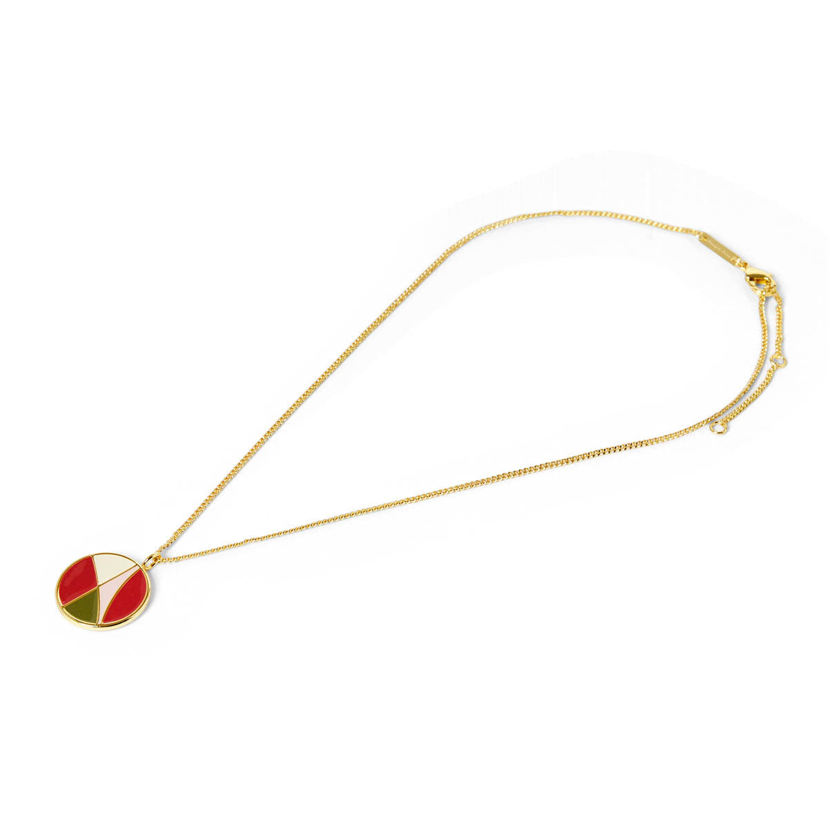 Collier rond émail rose et rouille