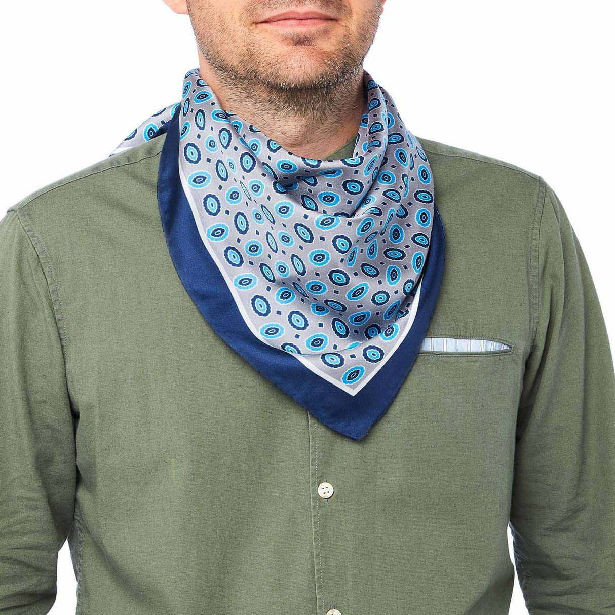 Bandana en coton motif ovales - gris