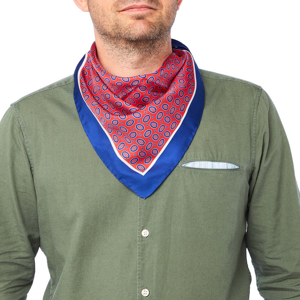 Bandana en soie motif ovales - rouge