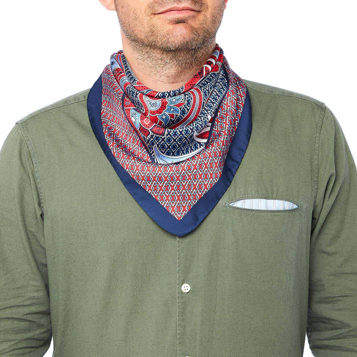 Bandana en soie motif paisley - rouge