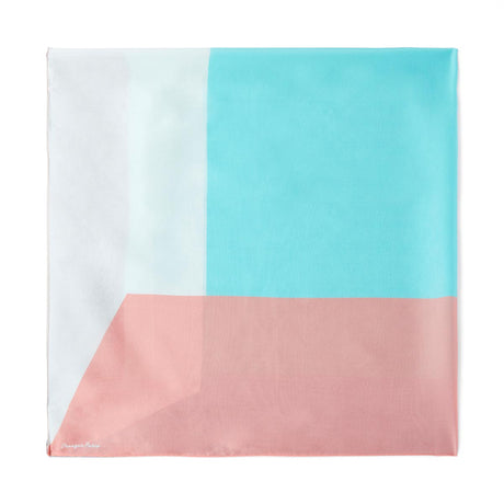 Grand carré de soie pastel - turquoise corail