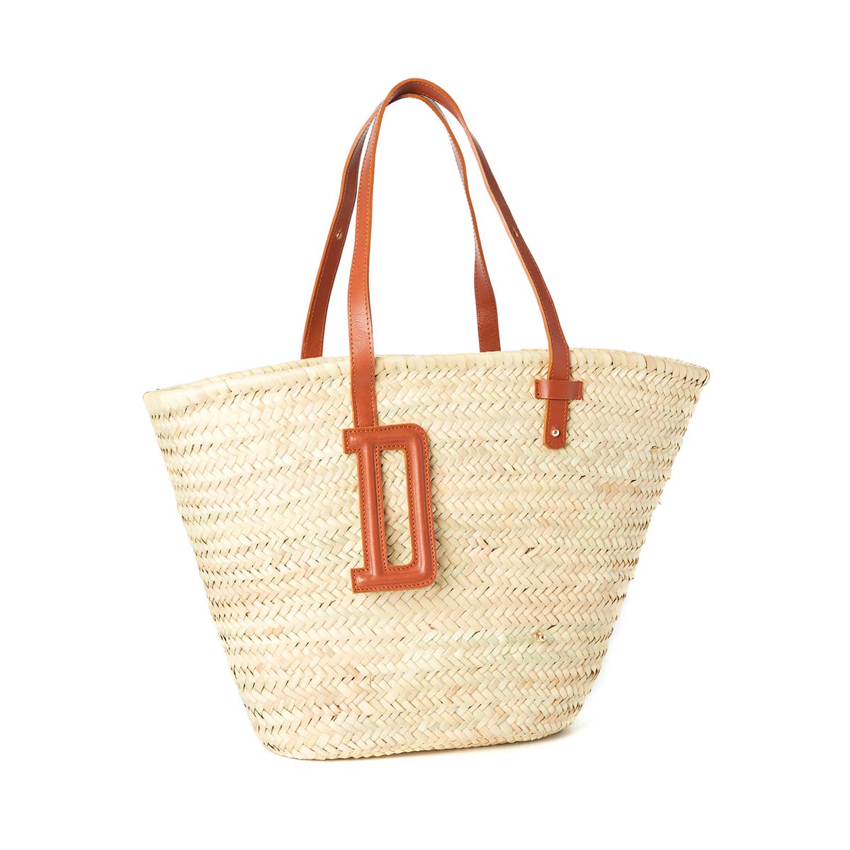 Sac panier en paille large - camel