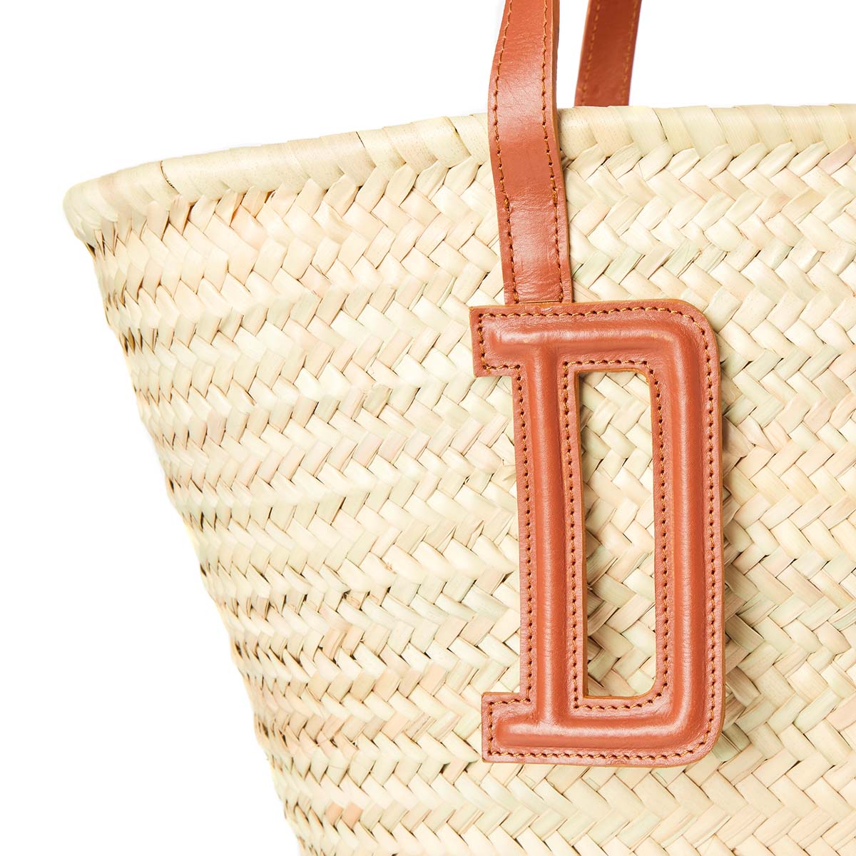 Sac panier en paille large - camel