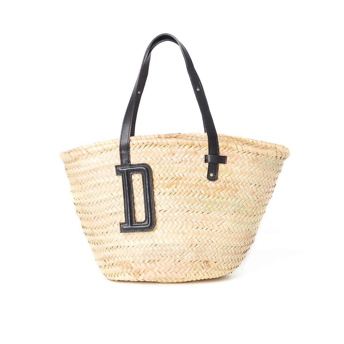 Sac panier en paille medium - noir