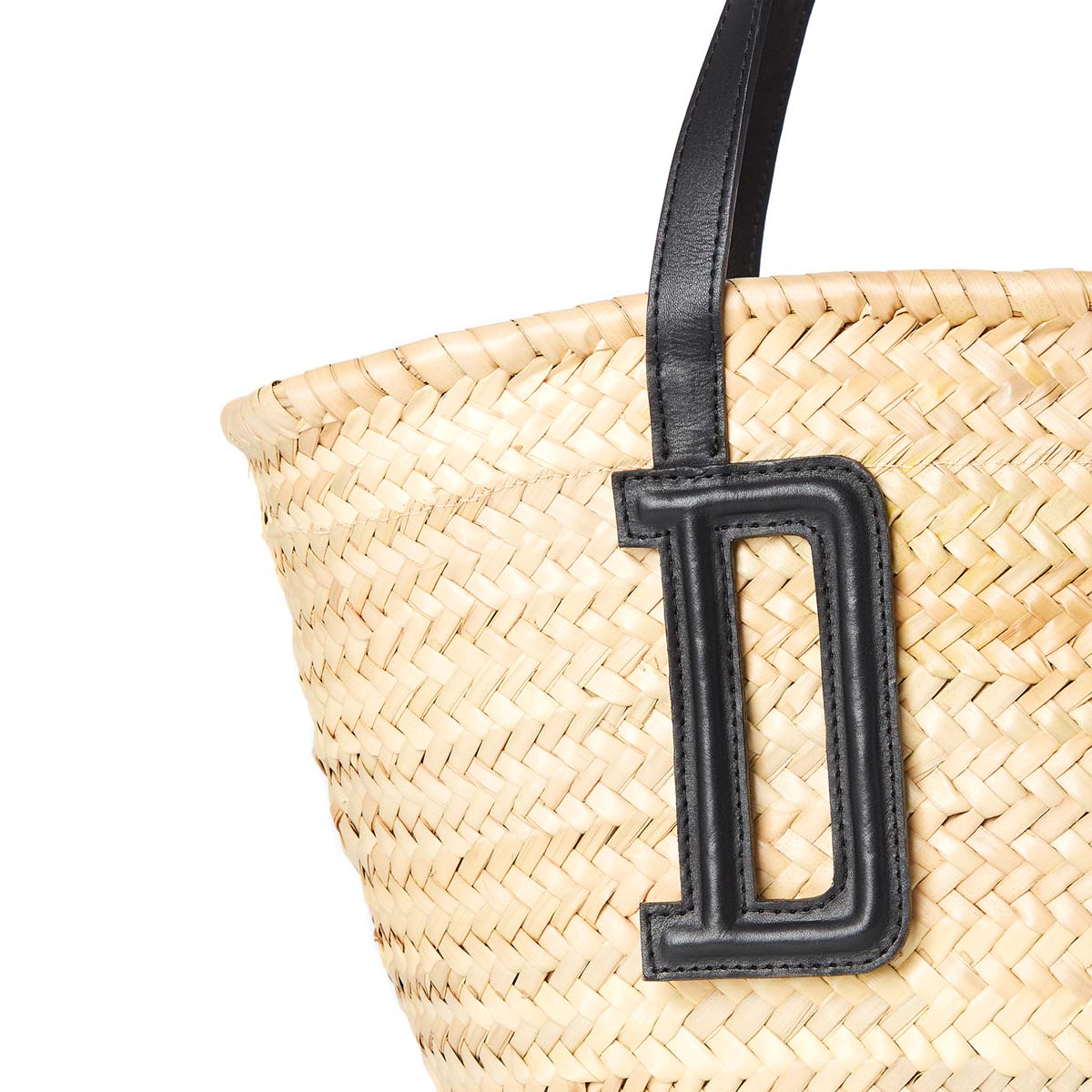 Sac panier en paille medium - noir