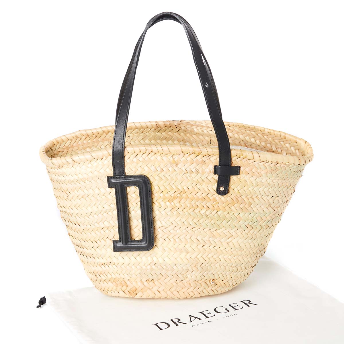 Sac panier en paille medium - noir