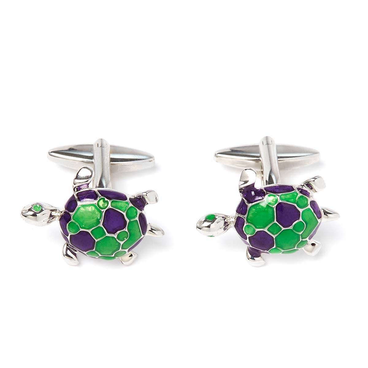 Boutons de manchettes tortue de mer Vert et Violet