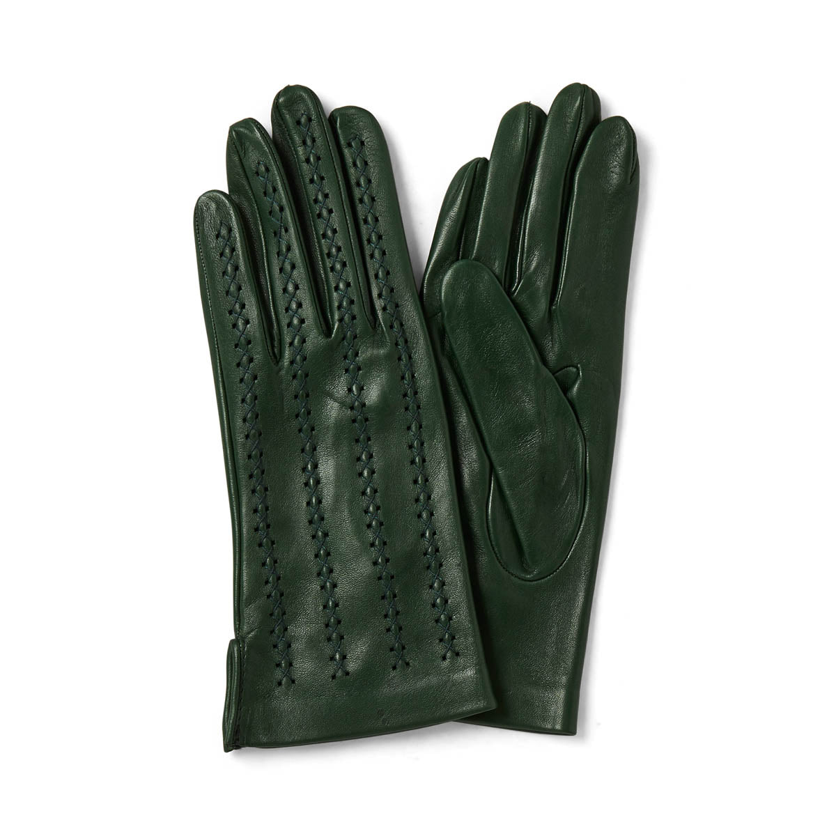 Gants femme en cuir à lacets - vert