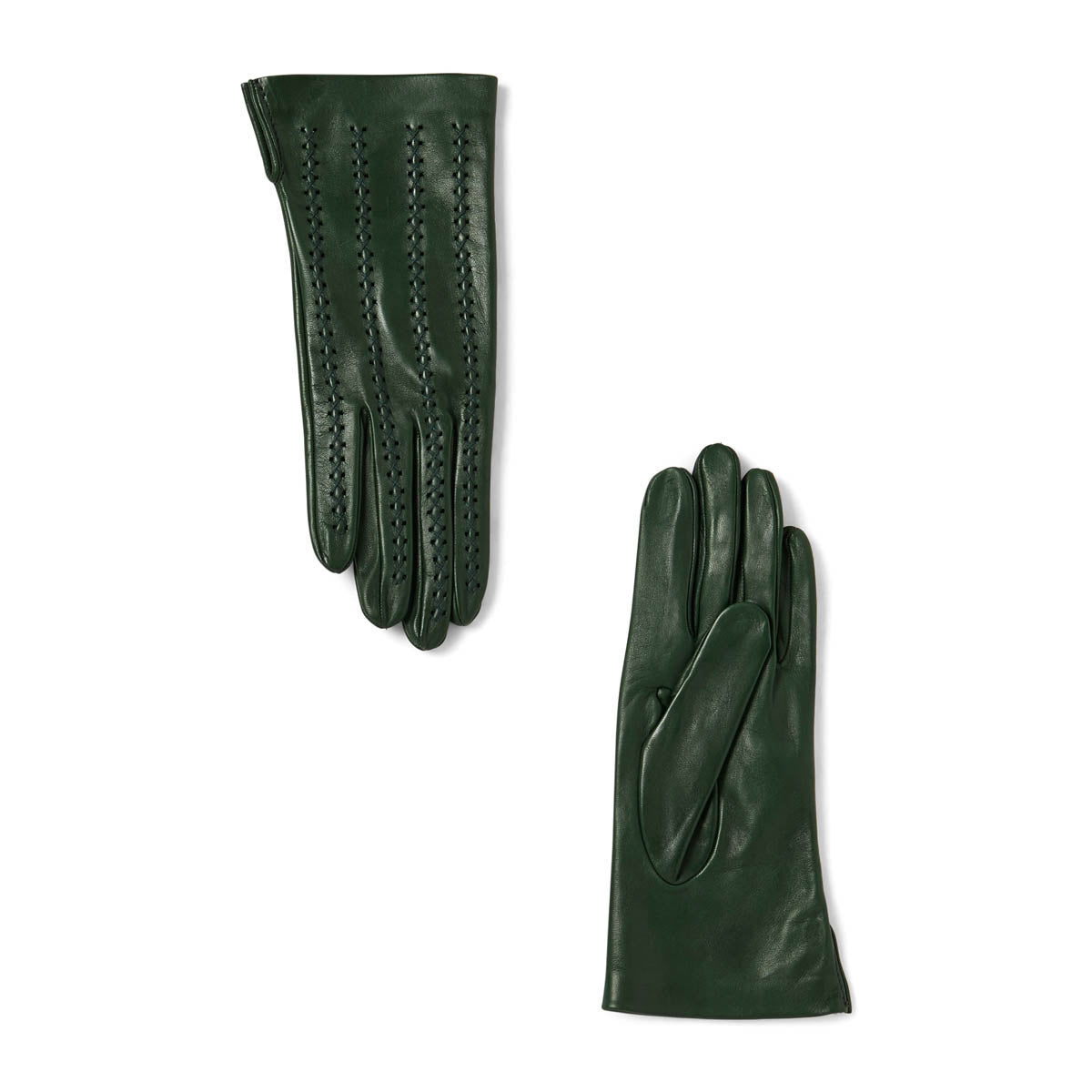 Gants femme en cuir à lacets - vert