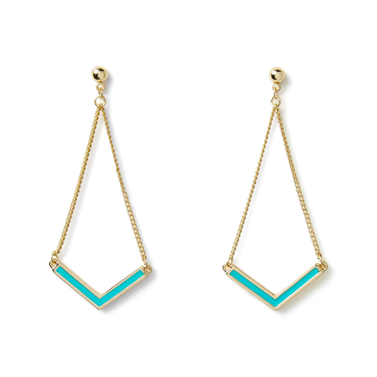 Boucles d'oreilles V émail turquoise