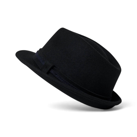 Trilby double galon en laine - noir