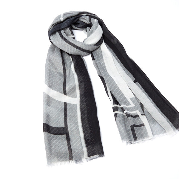 Foulard homme gris et noir - motif art déco