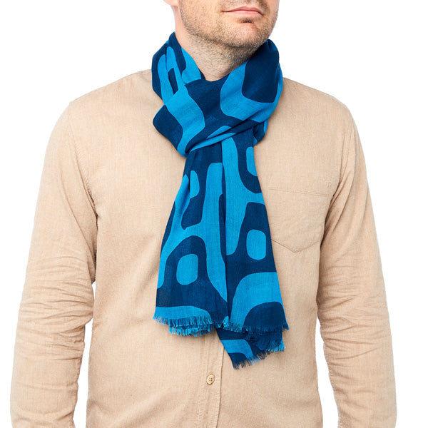 Foulard homme bleu - motif Rio