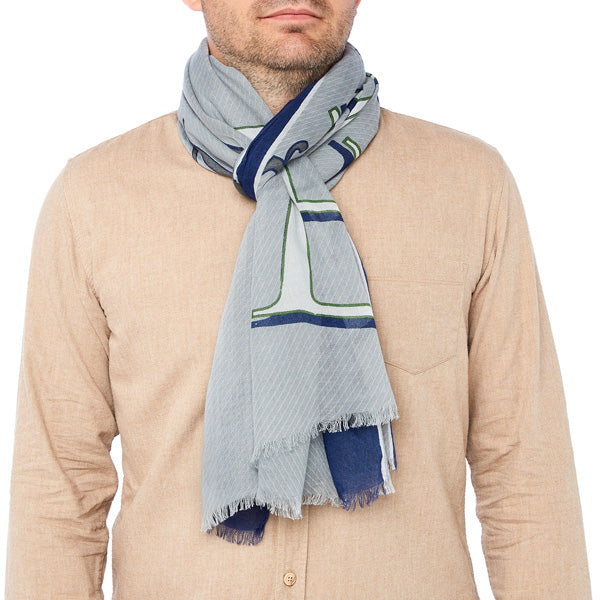 Foulard homme gris - motif lettres Draeger