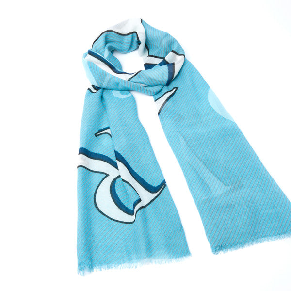 Foulard homme bleu - motif lettres Draeger