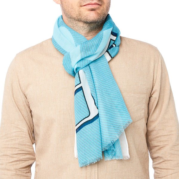 Foulard homme bleu - motif lettres Draeger