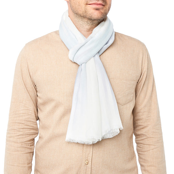 Foulard homme - motif fleurs Ikat - gris