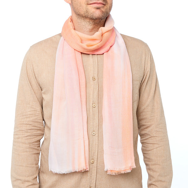 Foulard homme corail - motif fleurs Ikat