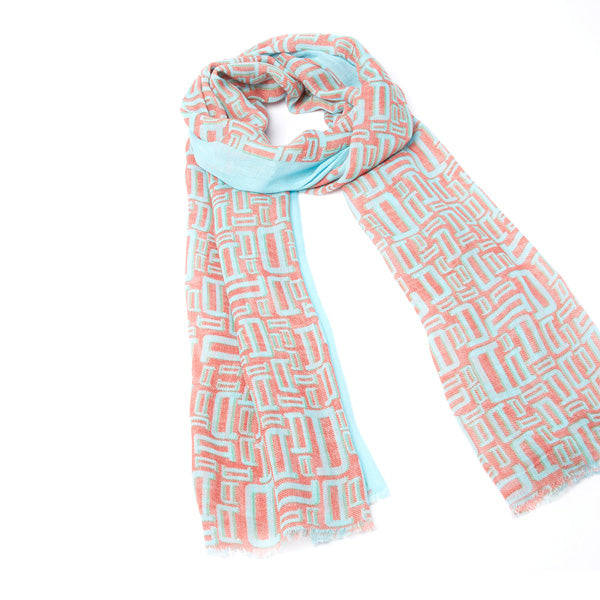 Foulard homme menthe et corail - motif signature