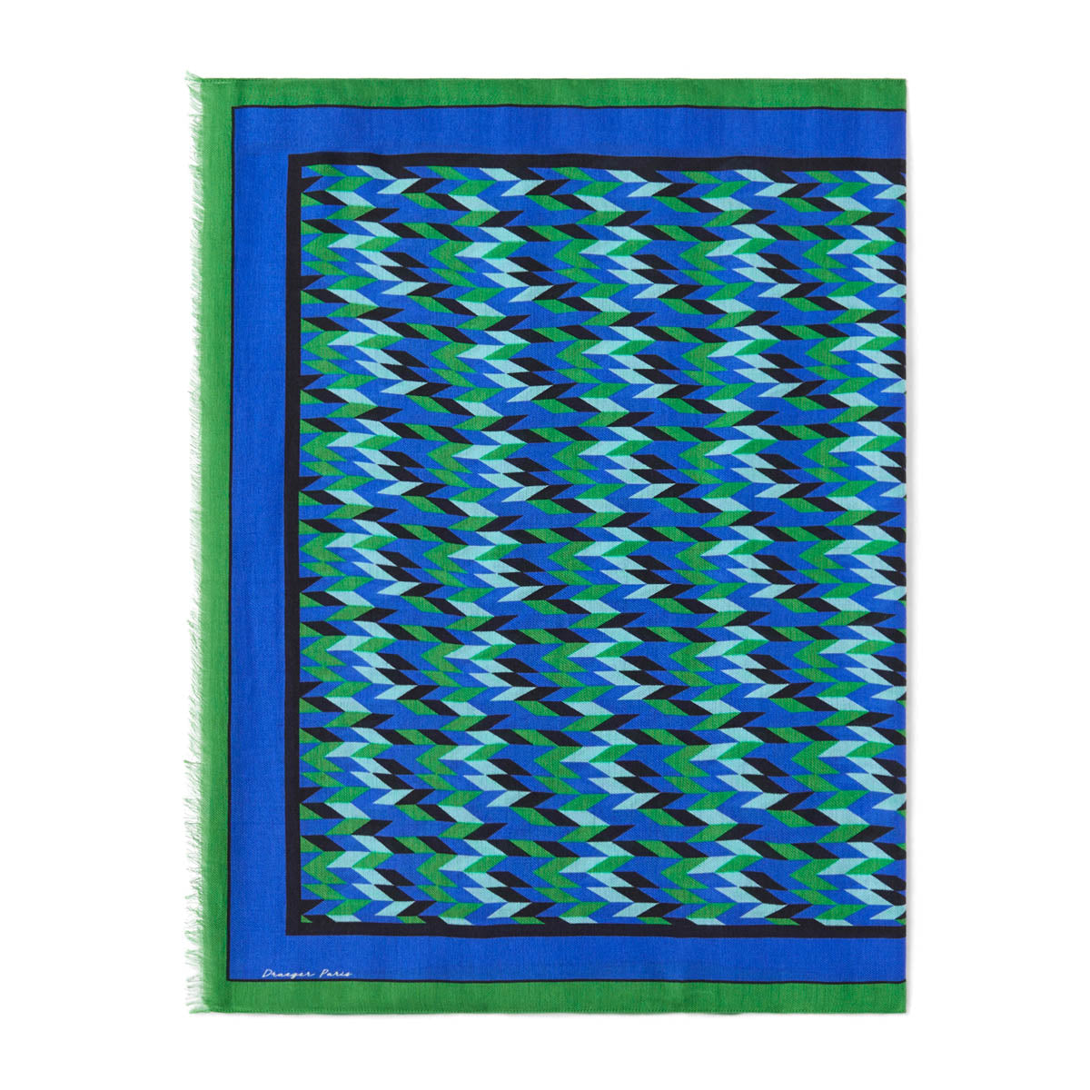 Foulard à Motifs Zig Zag - Vert et Bleu - Signature Draeger