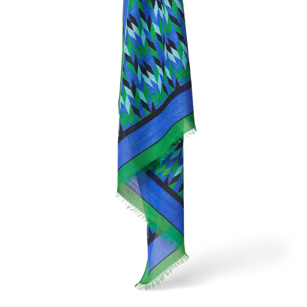 Foulard à Motifs Zig Zag - Vert et Bleu - Signature Draeger