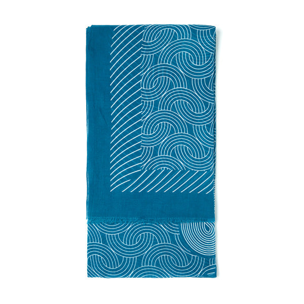 Foulard femme - paréo motif Tokyo - bleu