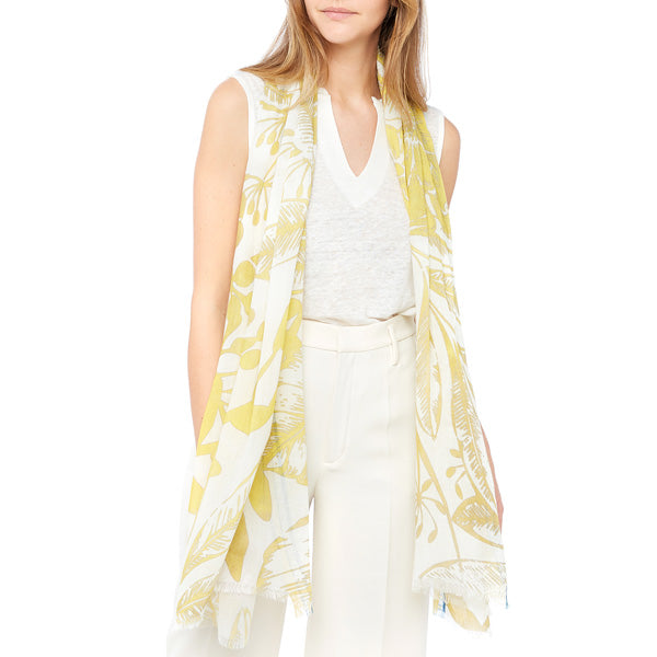 Foulard femme - motif jouy - jaune