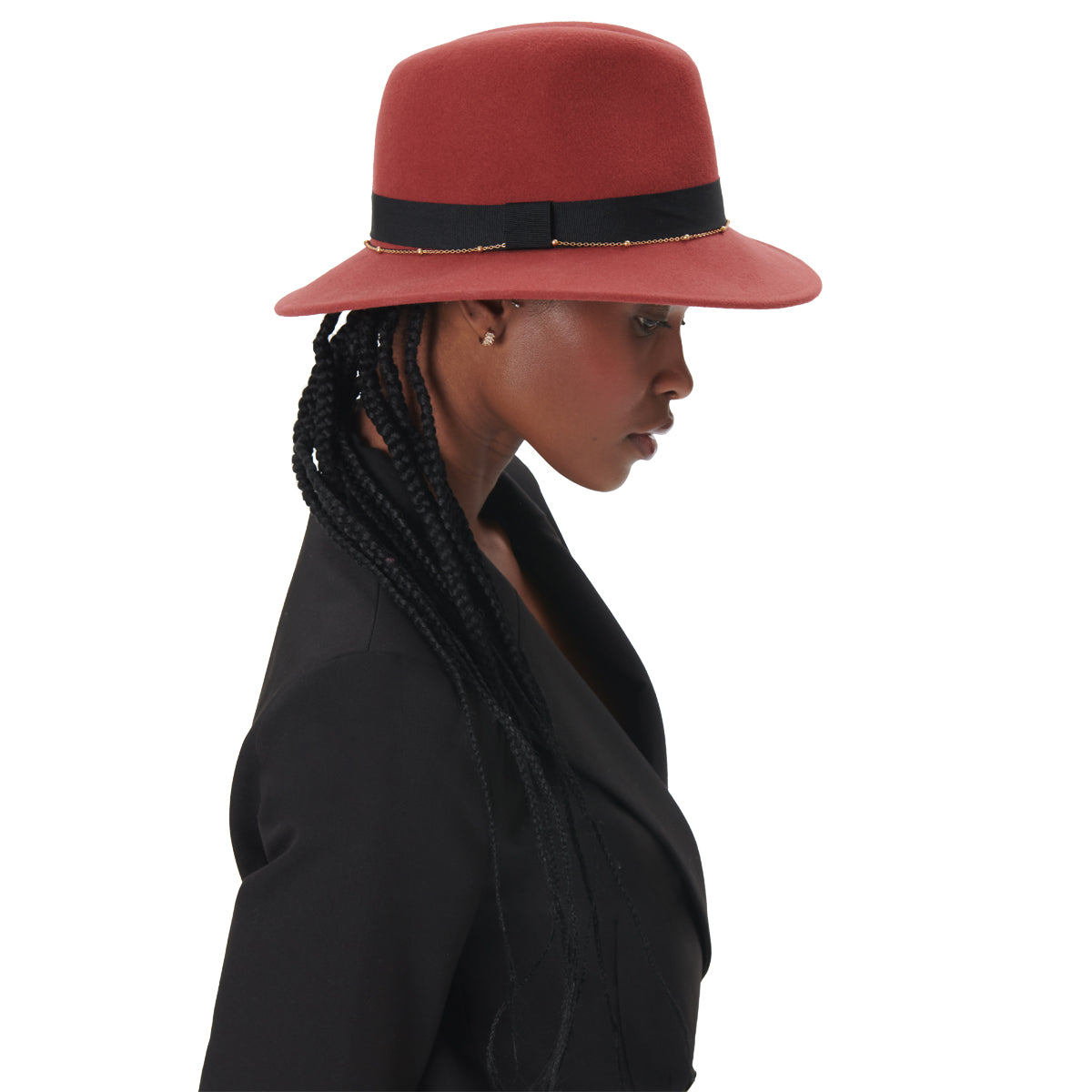 Chapeau fédora détail chaîne - rouge