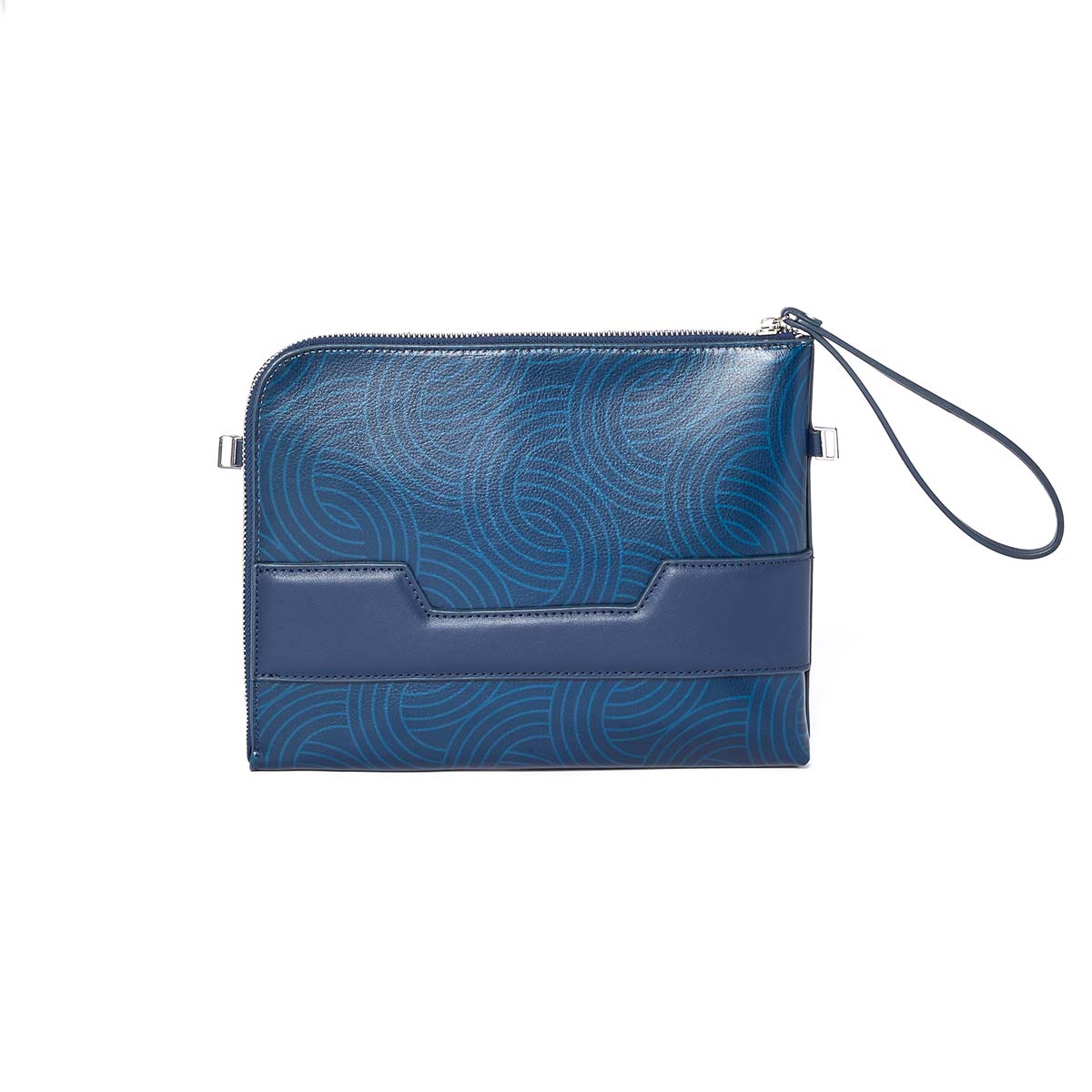 Pochette zippée homme en cuir - motif Tokyo bleu