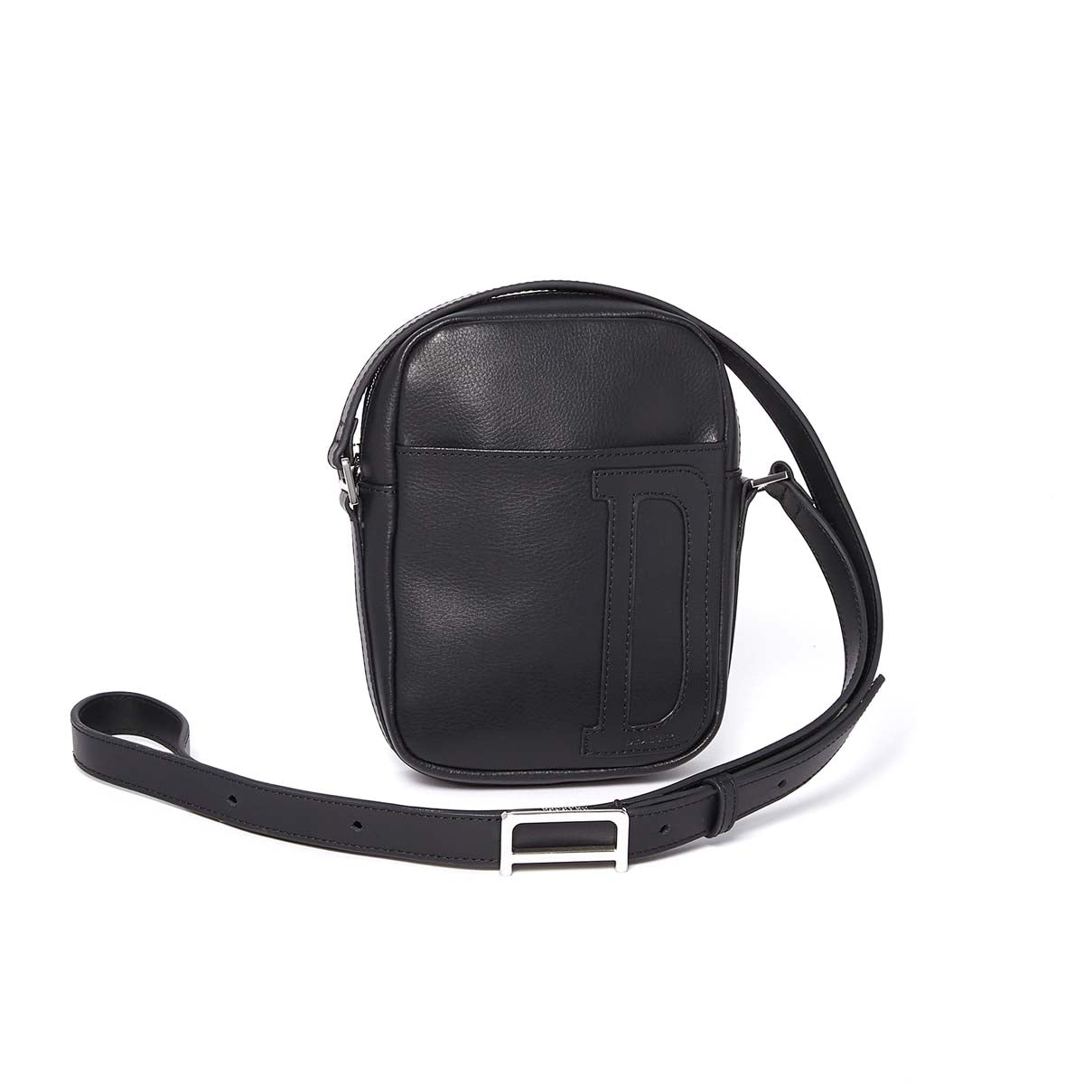 Sac bandoulière homme en cuir uni noir